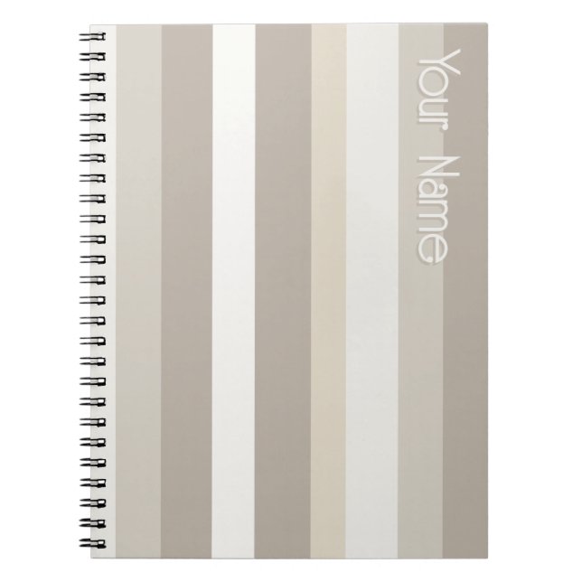 Moderna Linear | Alabaster & Bone Anpassad Anteckningsbok (Framsidan)
