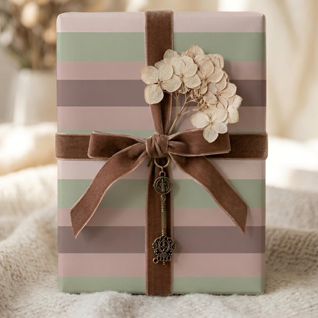 Moderna Linear | Åldrad Salvia & Te Ros Presentpapper (Styled Gift)