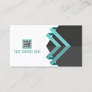 Moderna linjer Aqua och kol med QR-kod Visitkort