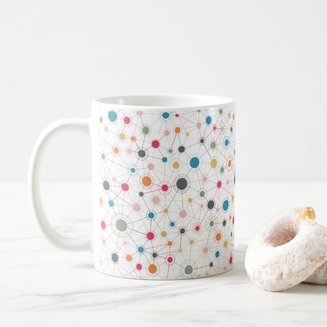 Moderna linjer och prickar kaffemugg (Med munk)