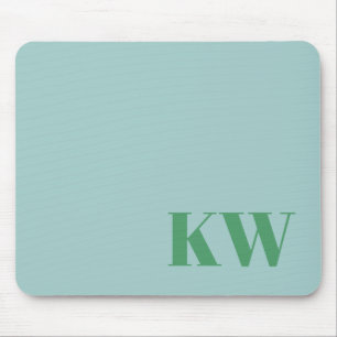 Moderna ljusblå monograminitialer personliga musmatta