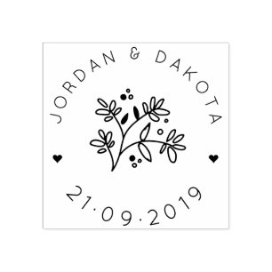 Moderna löv sparar daterabröllopmeddelandet stämpel