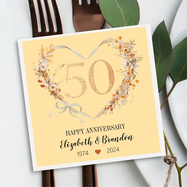 Moderna Lycka 50-årsjubileum Bröllopsservetter Pappersservett (Skapare uppladdad)