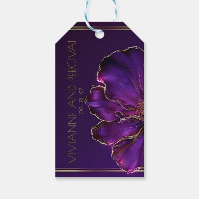Moderna Lysande Violetta Bröllop  Presentetikett (Framsidan)