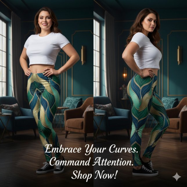 Moderna Lyxiga Gradientvågor Leggings (Modern Luxe Gradient Waves Leggings)