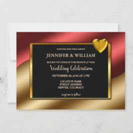 Moderna lyxröda guld-glitter-hjärtan Bröllop Inbjudningar