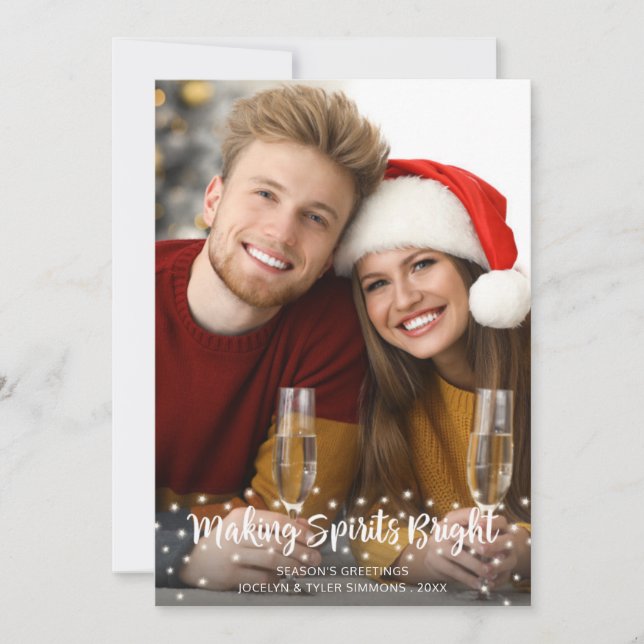 Moderna MAKING SPIRITS BRIGHT Skript Ljus Julkort (Framsida)