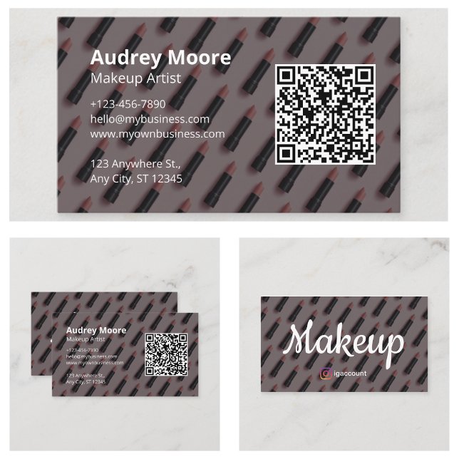 Moderna Mallar för Professionell Utseende Sminkart Visitkort (Modern Professional Look Templates Makeup Artist Business Card
)