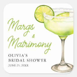 Moderna Margs & Matrimony Cocktail Bröllopsdusch Fyrkantigt Klistermärke