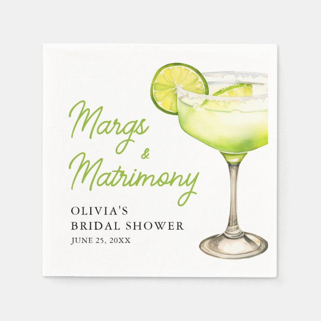Moderna Margs & Matrimony Cocktail Bröllopsdusch Pappersservett (Framsidan)