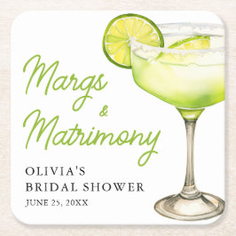 Moderna Margs & Matrimony Cocktail Bröllopsdusch Underlägg Papper Kvadrat