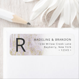 Moderna marmor i Violet med Guld Returadress Returadress Etikett