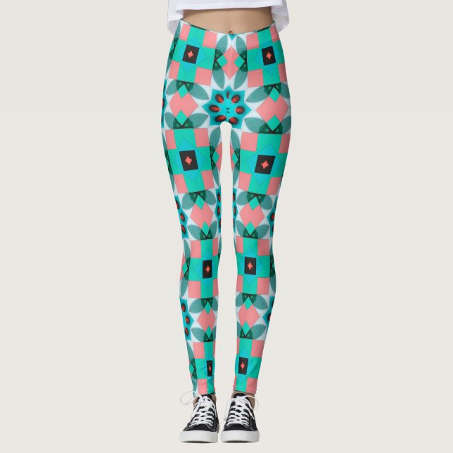 Moderna Medelhavsmönstrade Leggings (Framsida)