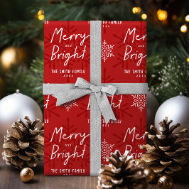 Moderna Merry & Bright Script Snöflingor Jul Presentpapper