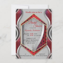 Moderna Metalliska 3D Röda Grå Textur Utseende Inbjudningar