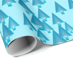 Moderna metalliska julgranar - himmelblått presentpapper