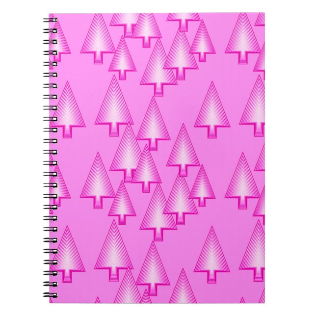 Moderna metalliska julgranar - orkidé rosa anteckningsbok med spiral (Framsidan)