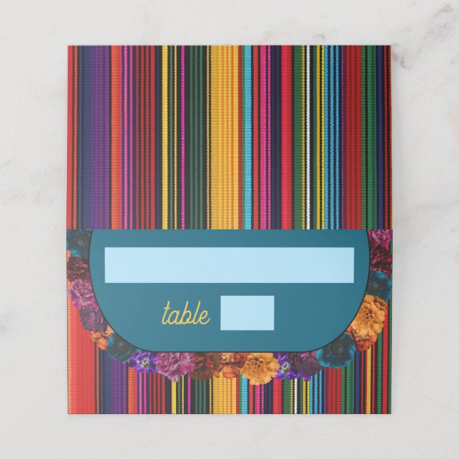 Moderna mexikanska blommor bröllop placeringskort (Utvändigt utvikt)