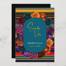 Moderna mexikanska blommor bröllop spara datumet