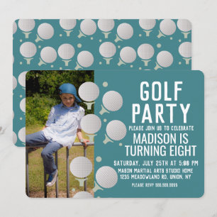 Moderna Mini Golf Bollar Födelsedagsfest Foto Inbjudningar