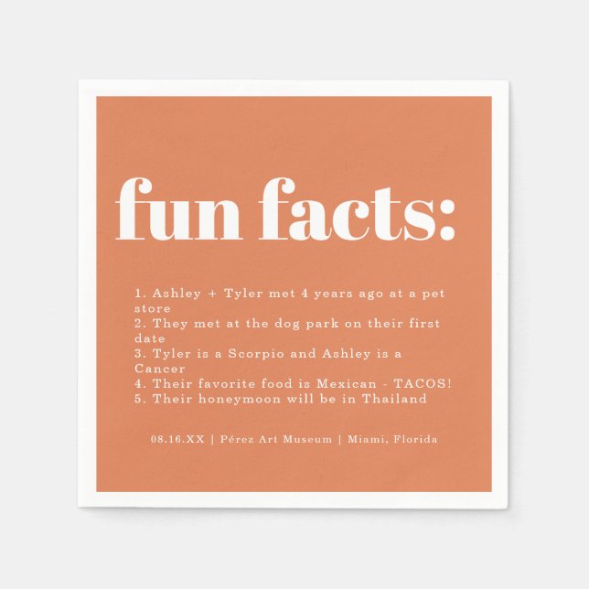 Moderna Minimala Papaya Färgprov Fakta Fun Facts Pappersservett (Framsidan)