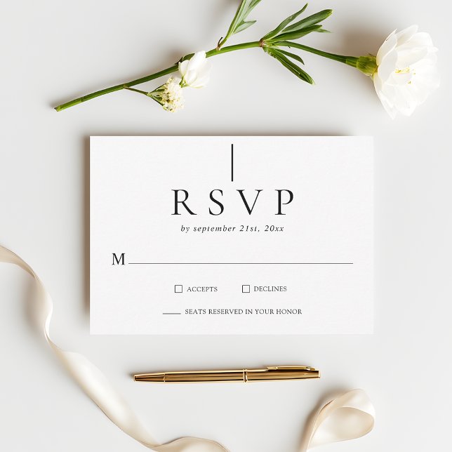 Moderna Minimalistiska Enkla Rena Bröllops-RSVP-ko OSA Kort (Skapare uppladdad)