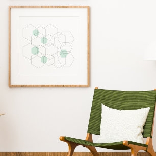 Moderna minimalistiska geometriska hyxagon i mitte poster