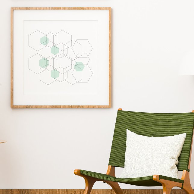 Moderna minimalistiska geometriska hyxagon i mitte poster (Skapare uppladdad)