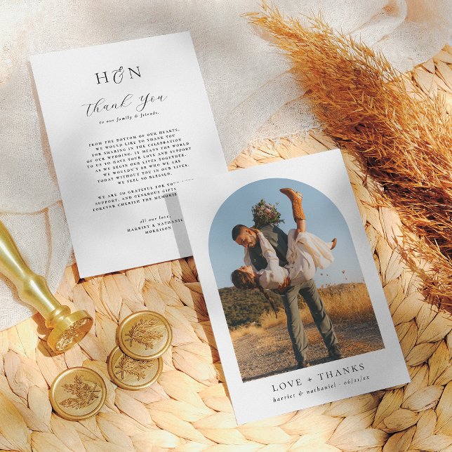 Moderna Minimalistiska Initialer Bågformad Foto Br Tack Kort (Skapare uppladdad)