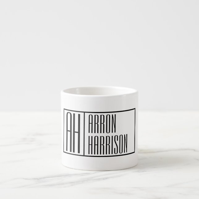 Moderna Minimalistiska Initialer & Namn Logo Espressomugg (Framsidan)