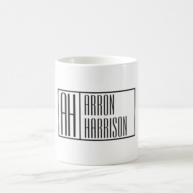 Moderna Minimalistiska Initialer & Namnlogotyp Kaffemugg (Center)