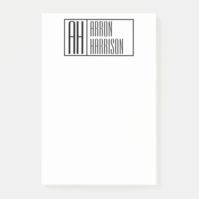 Moderna Minimalistiska Initialer & Namnlogotyp Post-it Block (Framsida)