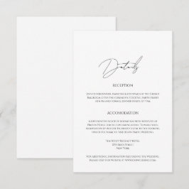 Moderna minimalistiska manus Bröllopsdetaljer Tilläggskort