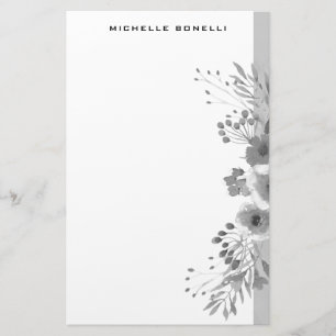 Moderna Minimalistiska Professionella Blommor Grå Brevpapper