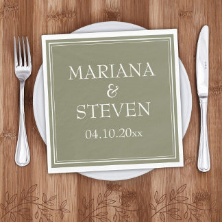 Moderna minimalistiska salvia gröna servetter