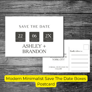 Moderna Minimalistiska Save The Date-lådor Vykort