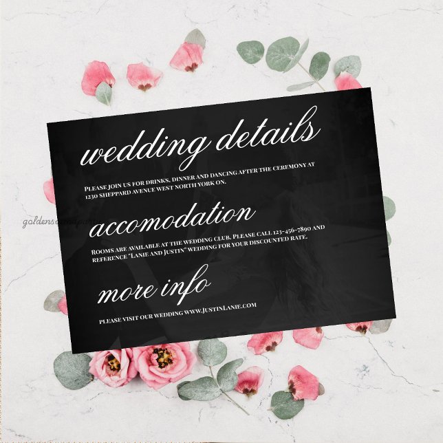 Moderna Minimalistiska Spara Datum Bröllopsdetalje Inbjudningar (Modern Minimalist Save the Date Wedding Photo Invitation  details)