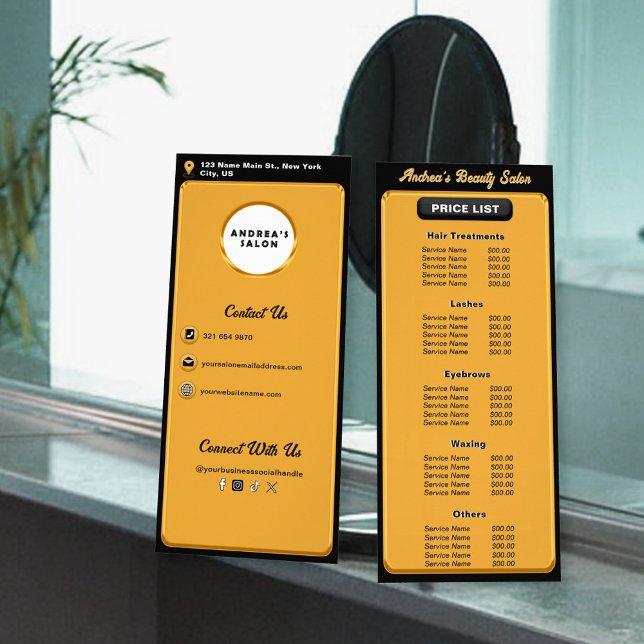 Moderna Minimalistiska Svart Guld Logotyp Salongst Reklamkort (Skapare uppladdad)