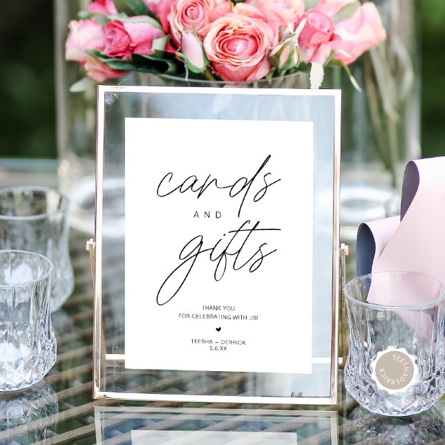 Moderna minimalistkort och gåvor från Bröllop Poster (Modern Minimalist Cards and Gifts Wedding Poster, with Thank you notes, Digital download)