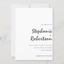 moderna minimalistskript svart och vitt bröllop