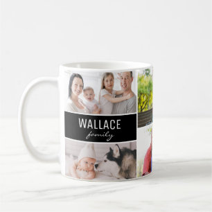 Moderna minnen med flera foton familjecollage kaffemugg