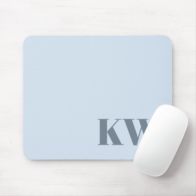 Moderna mjuka blå monogram initialer personliga musmatta (Med mus)