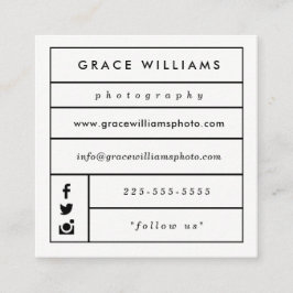 Moderna moderiktiga fotografivisitkortar fyrkantigt visitkort