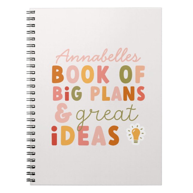 Moderna modiga färgstarka typografiplaner och idée anteckningsbok (Framsidan)