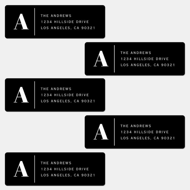 Moderna Monogram & Adress Vattentäta Etiketter (Grupp)