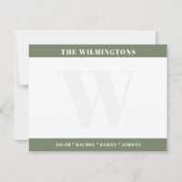 Moderna monogram familjenamn Sagegrön brevpapper