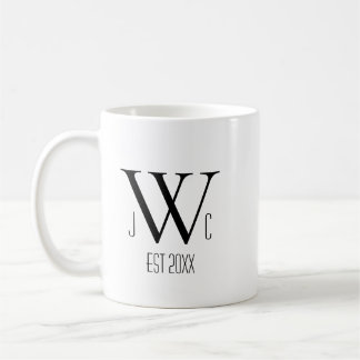 Moderna Monogram Initialer Anpassade Kaffemugg
