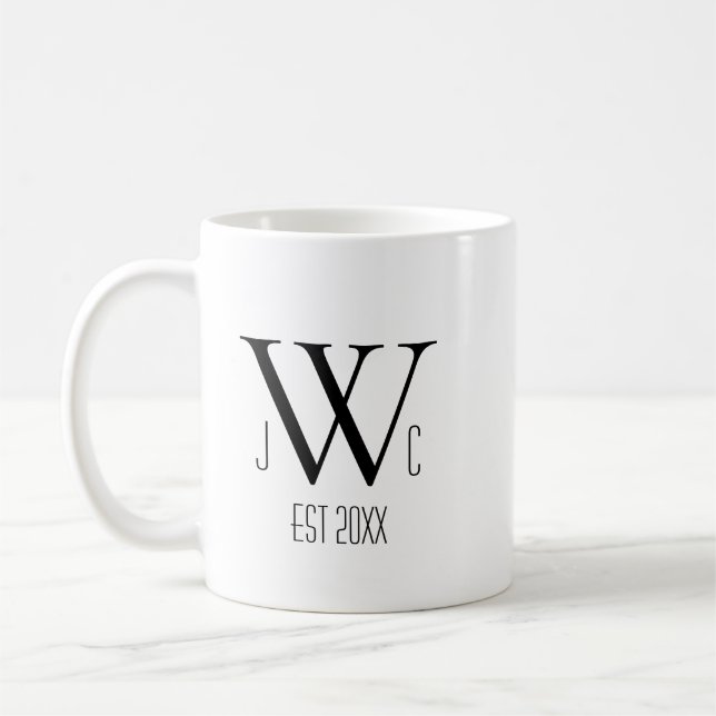 Moderna Monogram Initialer Anpassade Kaffemugg (Vänster)