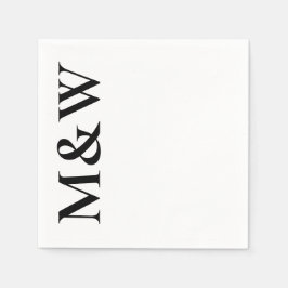Moderna monogram initialer Fet Svart Vit Bröllop Pappersservett