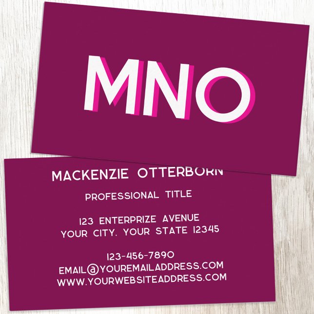 Moderna Monogram Initialer med Skuggning Visitkort (Monogram initials drop shadow personalized professional business cards)